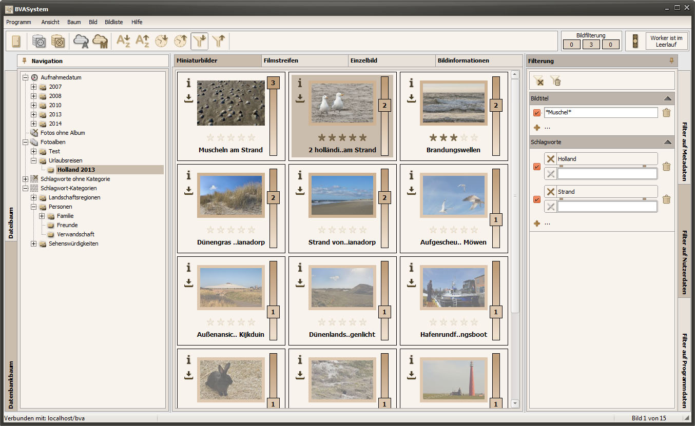 BVASystem 2.2.0 - Miniaturbilder mit aktivierter Bildfilterung